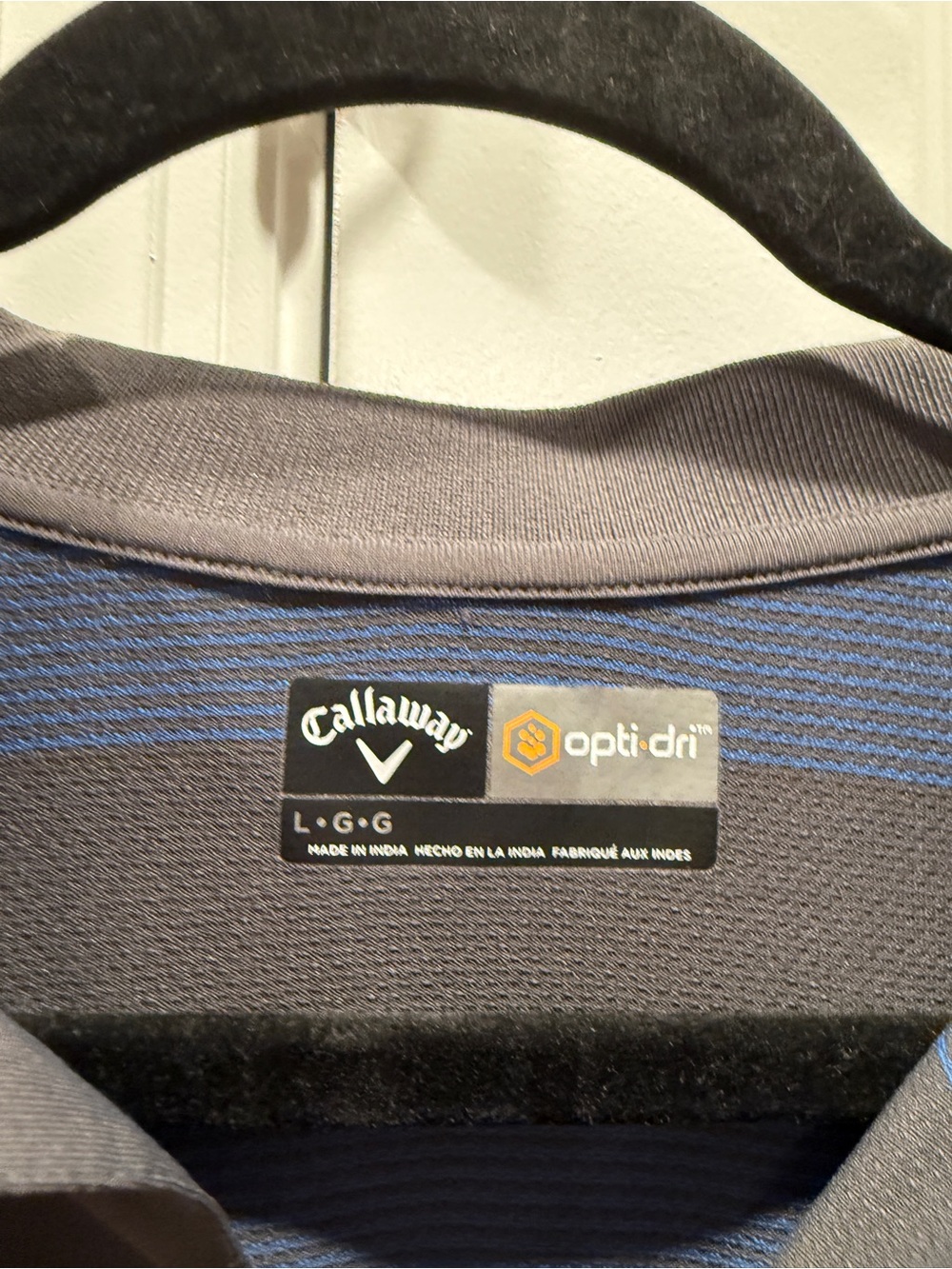 Callaway Opti Dri Golf Men’s Blue and Gray Striped Polo Shirt - Picture 3 of 3